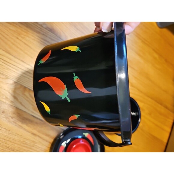 Vintage Y2k Black 4 piece Chip & Dip Serving Set Chili Pepper Design - Picture 3 of 10